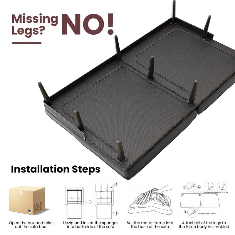 Canapé-lit futon convertible Grondin, dossier réglable sur 5 angles avec 2 oreillers, fauteuil inclinable de style moderne