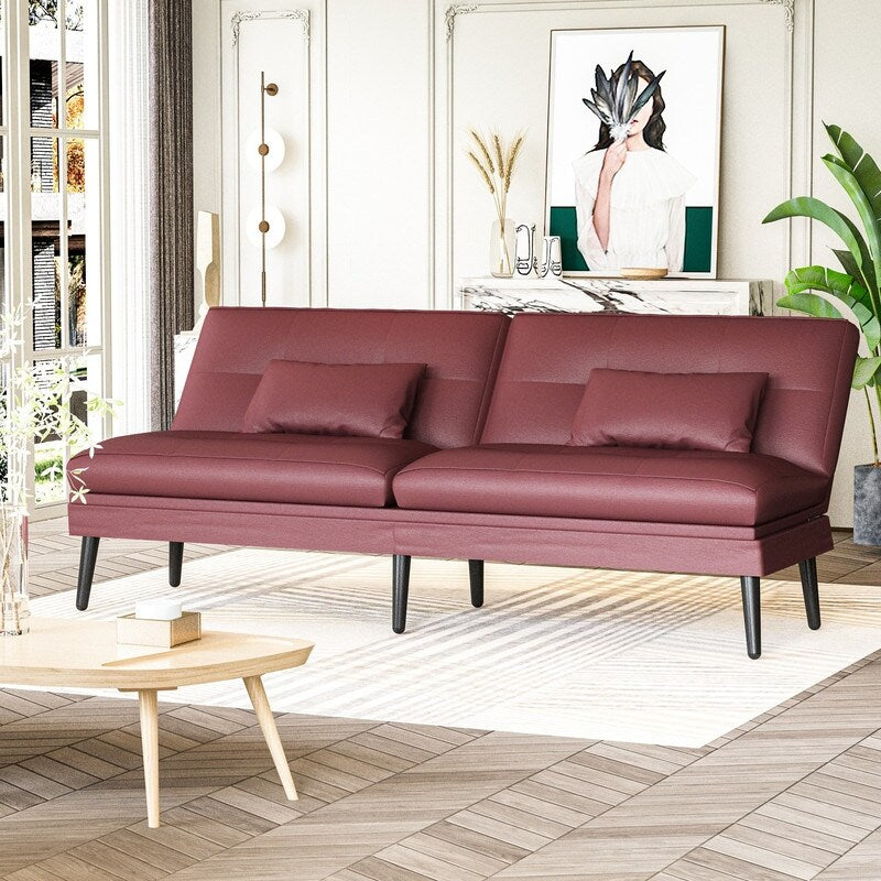 Canapé-lit futon convertible Grondin, dossier réglable sur 5 angles avec 2 oreillers, fauteuil inclinable de style moderne