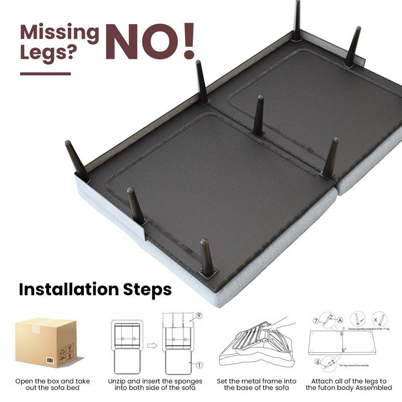 Canapé-lit futon convertible Grondin, dossier réglable sur 5 angles avec 2 oreillers, fauteuil inclinable de style moderne