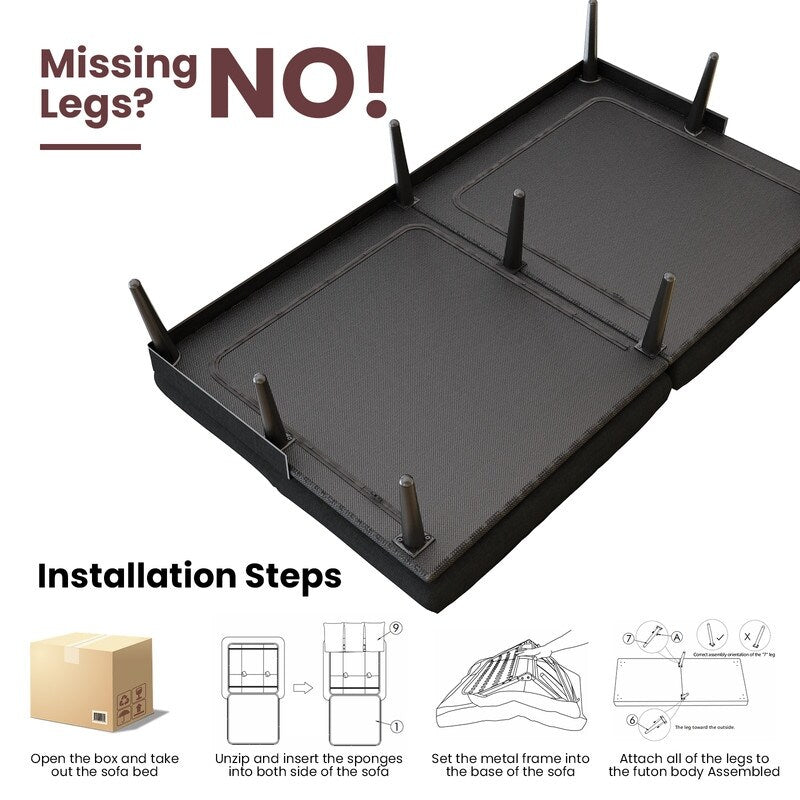 Canapé-lit futon convertible Grondin, dossier réglable sur 5 angles avec 2 oreillers, fauteuil inclinable de style moderne