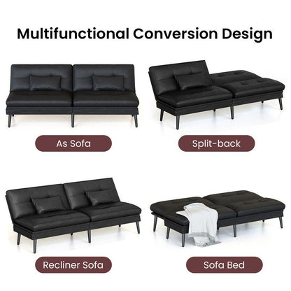 Canapé-lit futon convertible Grondin, dossier réglable sur 5 angles avec 2 oreillers, fauteuil inclinable de style moderne