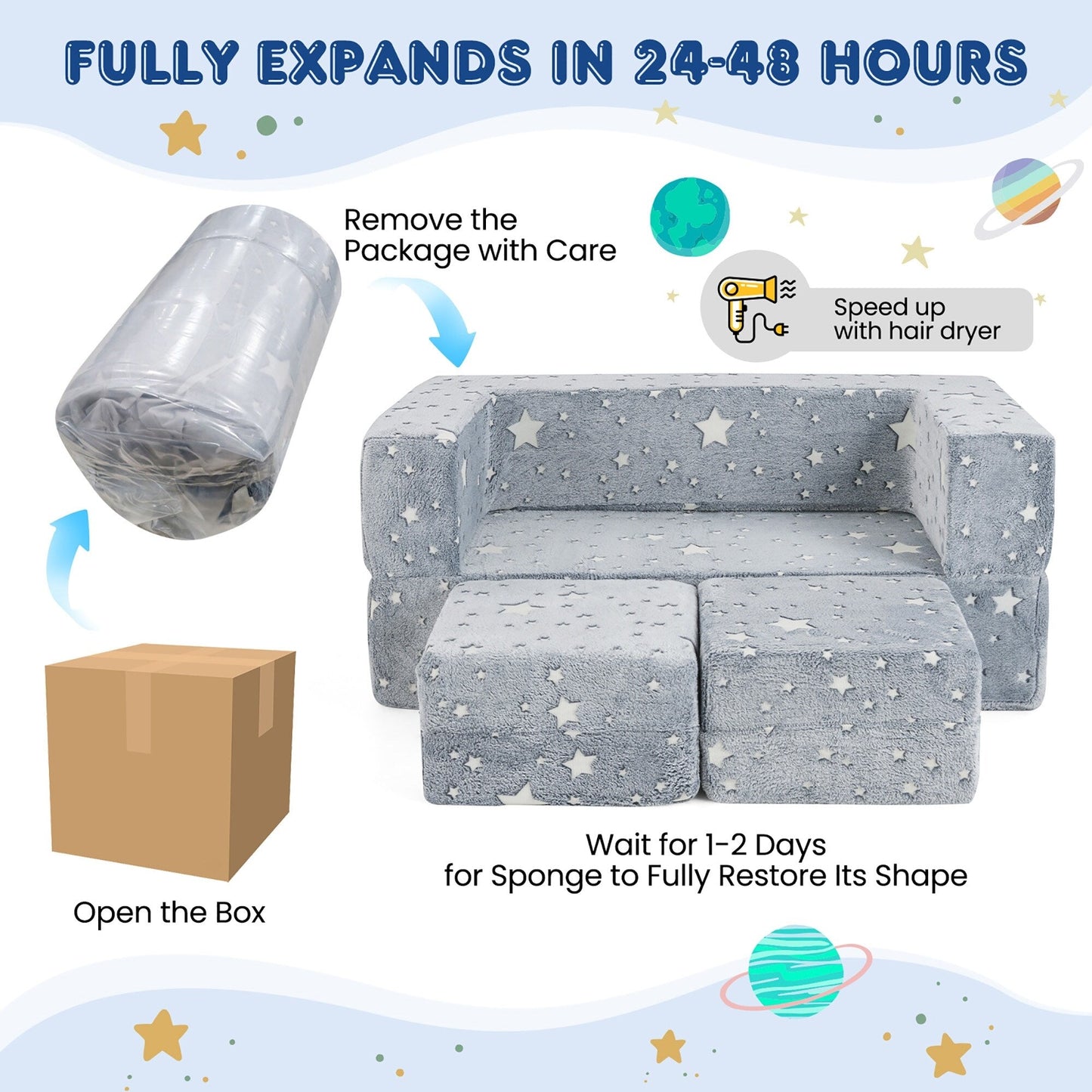 Canapé pliant 3 en 1 pour bébé Gymax, amovible et lavable en machine