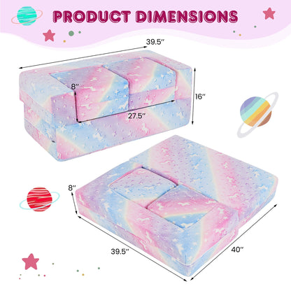 Canapé pliant 3 en 1 pour bébé Gymax, amovible et lavable en machine