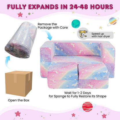 Canapé pliant 3 en 1 pour bébé Gymax, amovible et lavable en machine