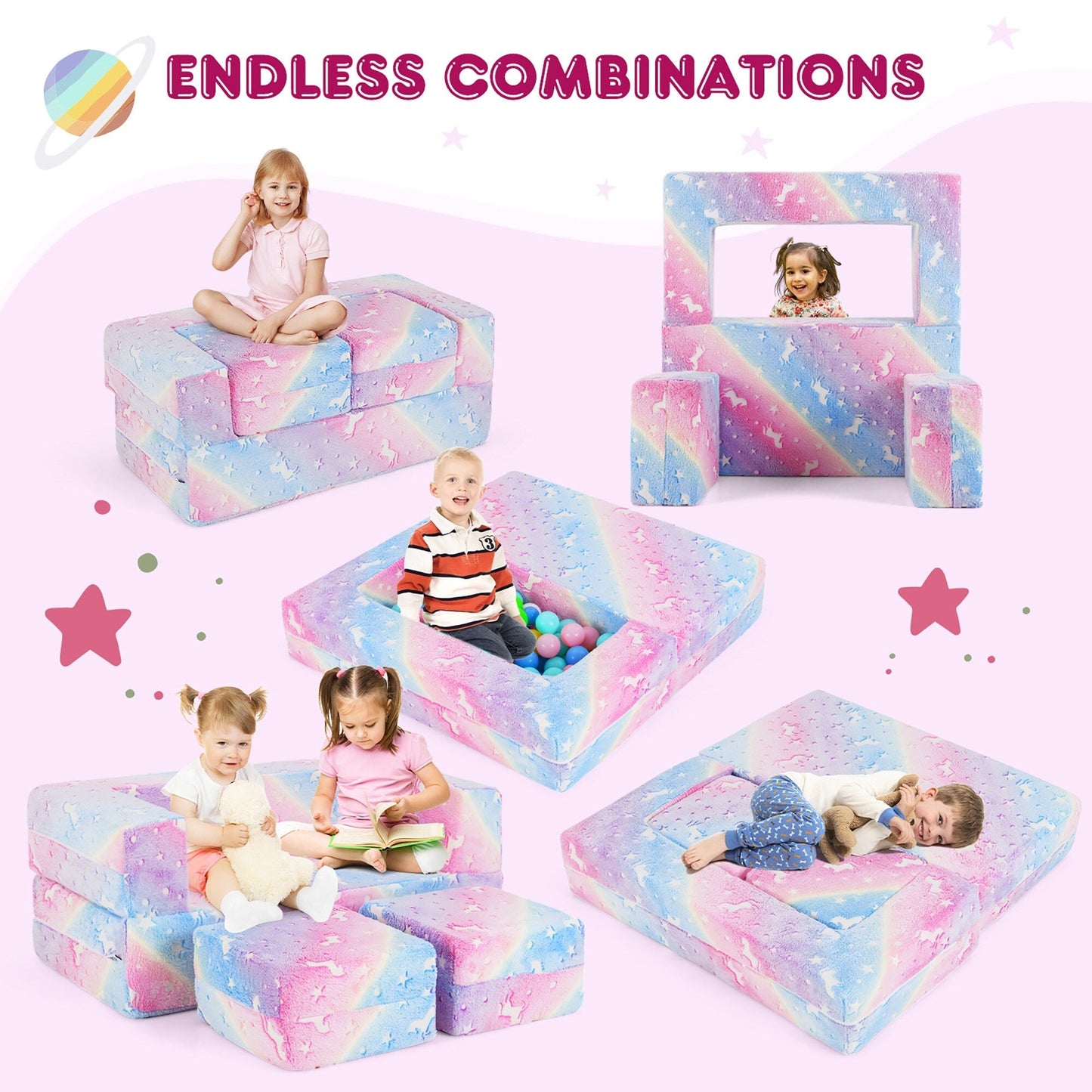 Canapé pliant 3 en 1 pour bébé Gymax, amovible et lavable en machine