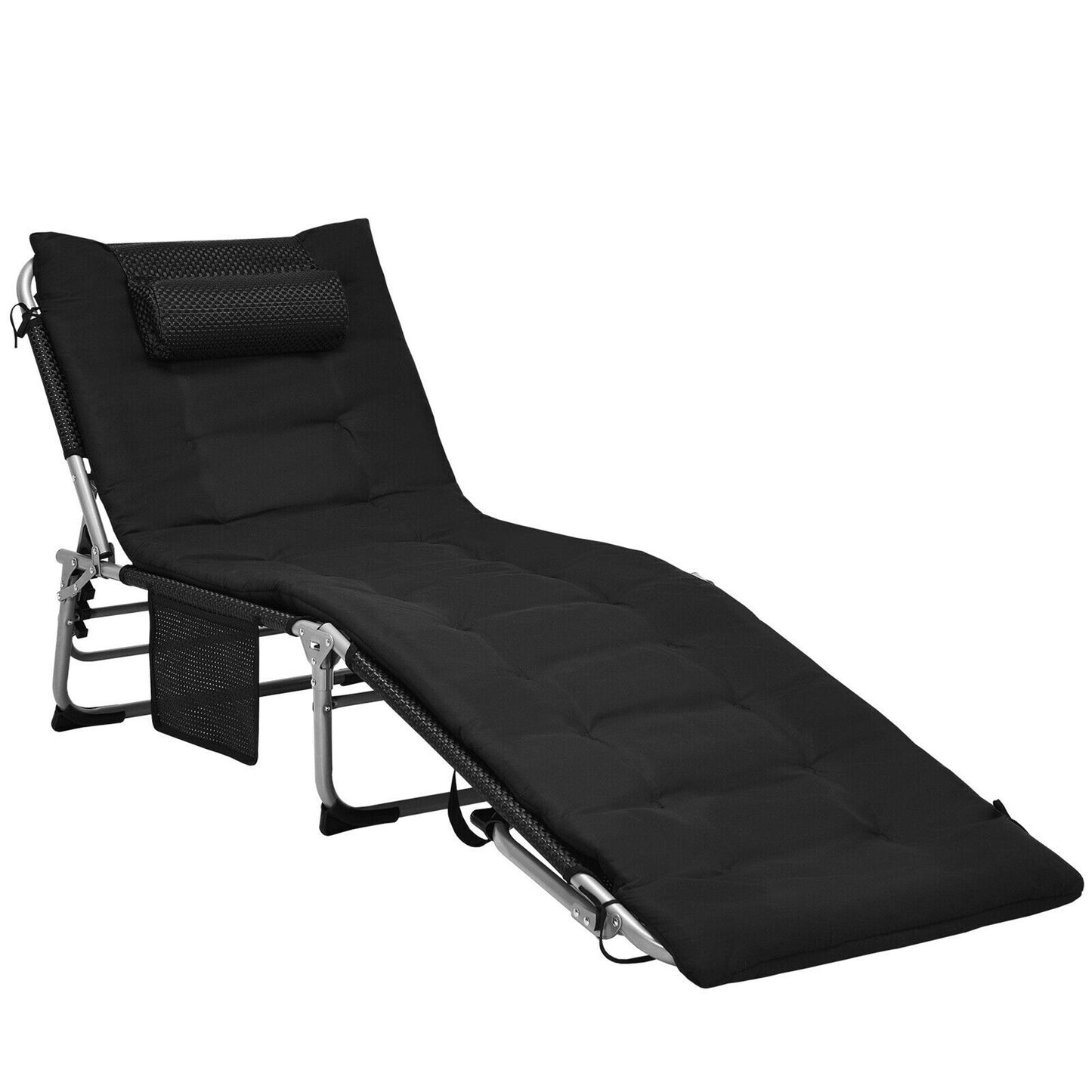 Chaise longue inclinable rembourrée surdimensionnée Gymax 4 plis