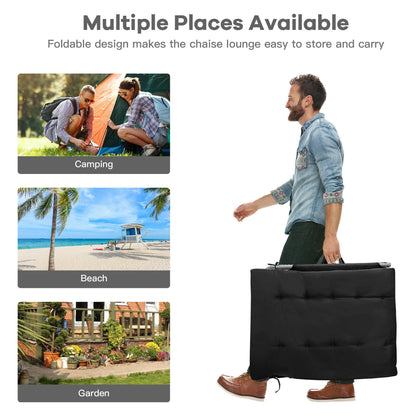 Chaise longue inclinable rembourrée surdimensionnée Gymax 4 plis