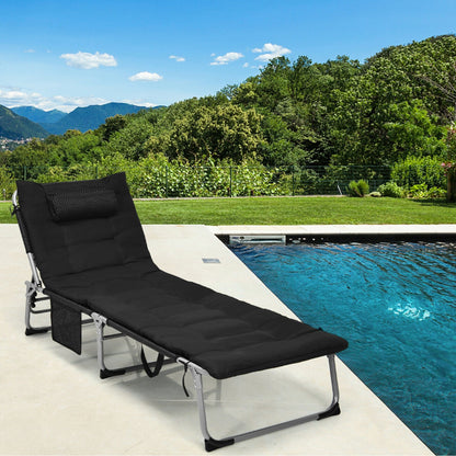 Chaise longue inclinable rembourrée surdimensionnée Gymax 4 plis