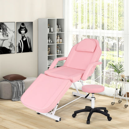 Chaise faciale Gymax 73'' avec tabouret hydraulique, dossier réglable et