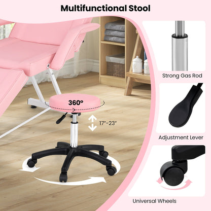 Chaise faciale Gymax 73'' avec tabouret hydraulique, dossier réglable et