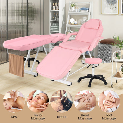 Chaise faciale Gymax 73'' avec tabouret hydraulique, dossier réglable et