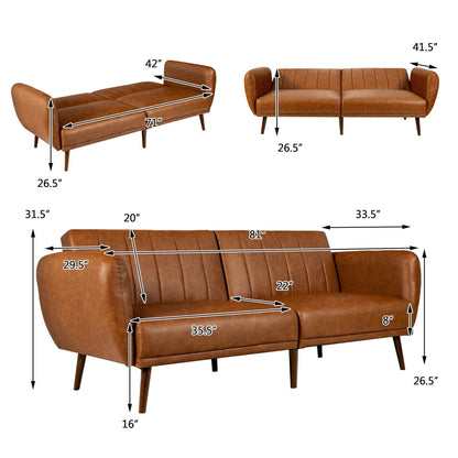 Canapé-lit futon convertible Gymax en polyuréthane réglable avec bois