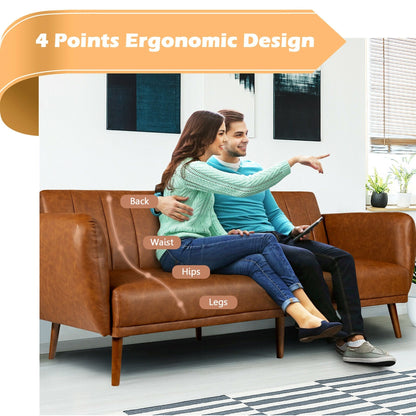 Canapé-lit futon convertible Gymax en polyuréthane réglable avec bois