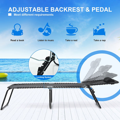 Chaise longue de plage pliante Gymax avec oreiller, 4 niveaux