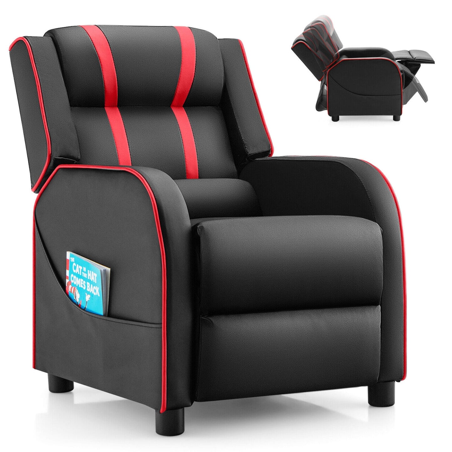 Fauteuil inclinable ergonomique en cuir pour enfants Gymax avec repose-pieds