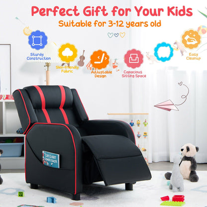 Fauteuil inclinable ergonomique en cuir pour enfants Gymax avec repose-pieds