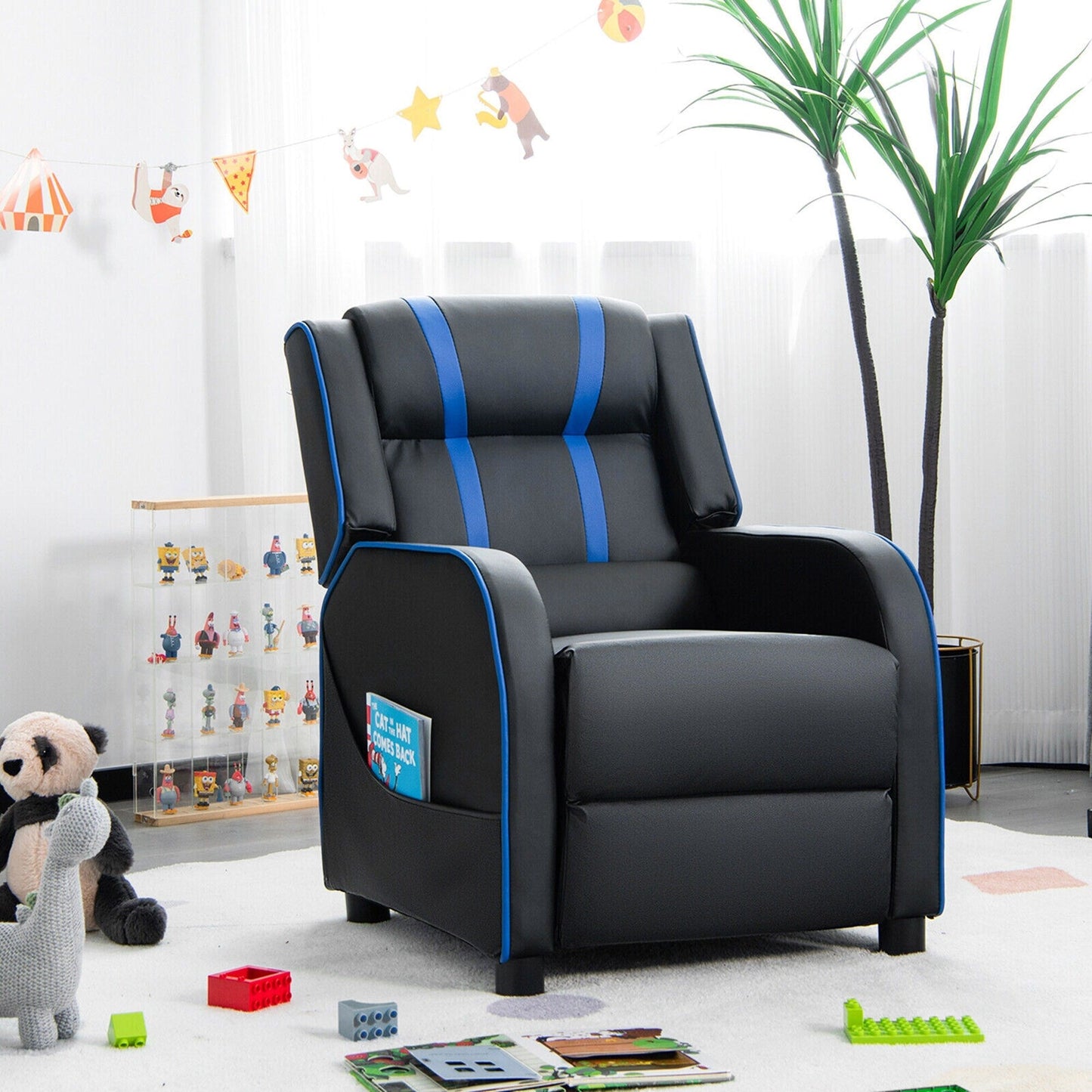 Fauteuil inclinable ergonomique en cuir pour enfants Gymax avec repose-pieds