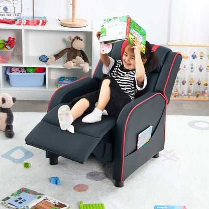 Fauteuil inclinable ergonomique en cuir pour enfants Gymax avec repose-pieds