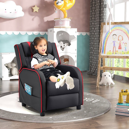 Fauteuil inclinable ergonomique en cuir pour enfants Gymax avec repose-pieds