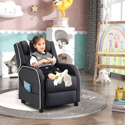 Fauteuil inclinable ergonomique en cuir pour enfants Gymax avec repose-pieds