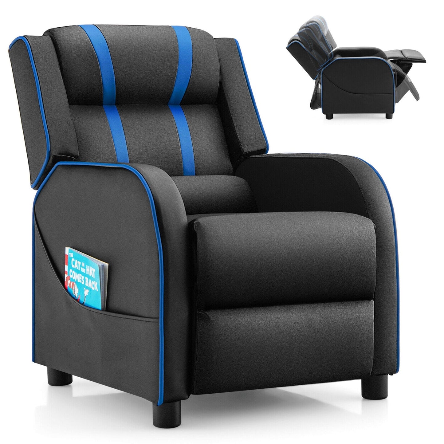 Fauteuil inclinable ergonomique en cuir pour enfants Gymax avec repose-pieds