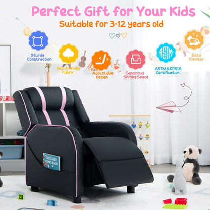 Fauteuil inclinable ergonomique en cuir pour enfants Gymax avec repose-pieds