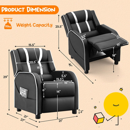 Fauteuil inclinable ergonomique en cuir pour enfants Gymax avec repose-pieds