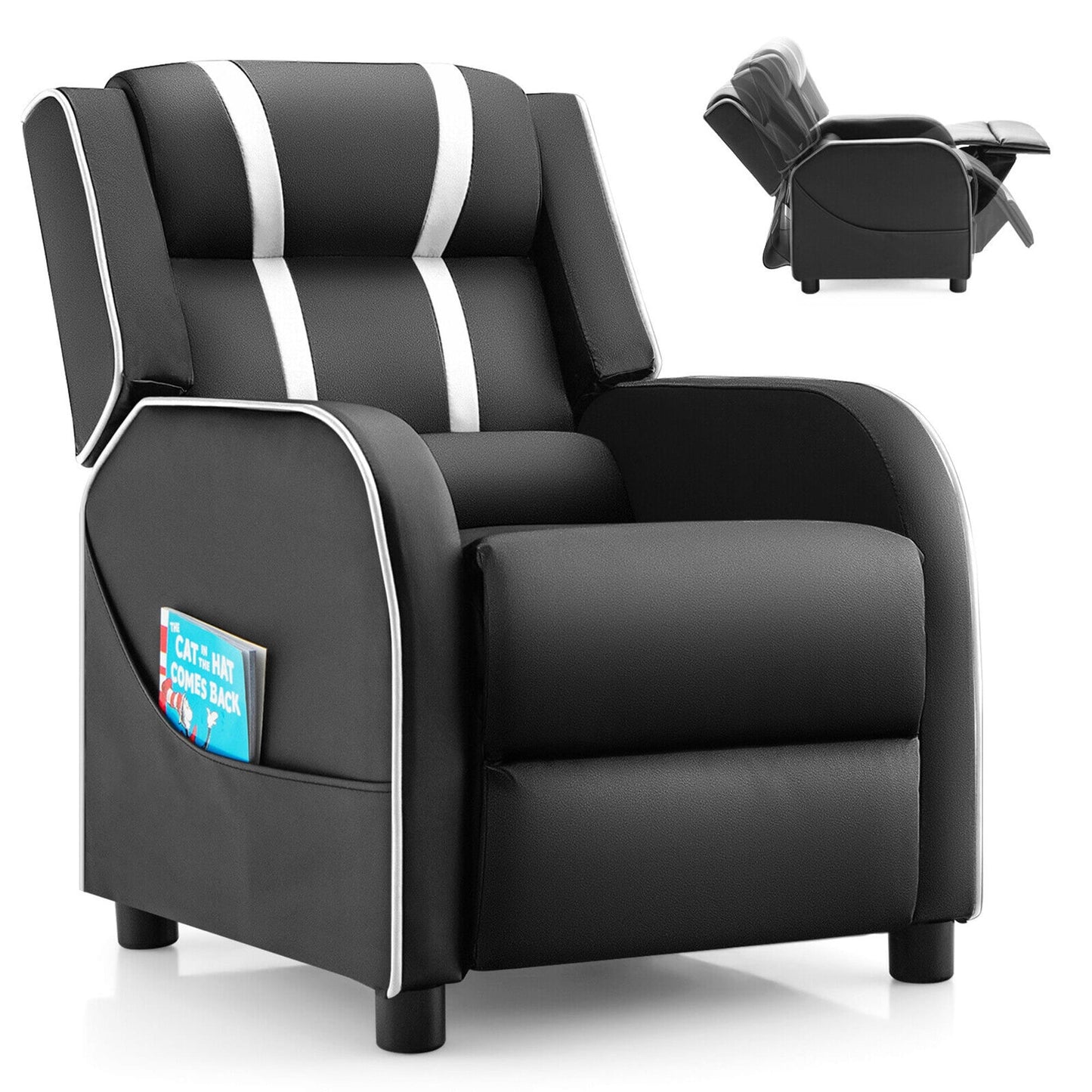 Fauteuil inclinable ergonomique en cuir pour enfants Gymax avec repose-pieds