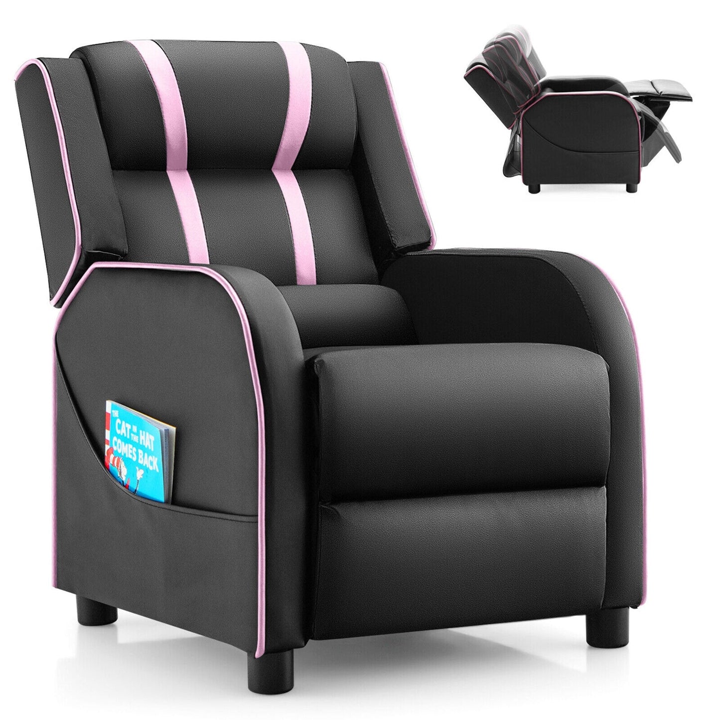 Fauteuil inclinable ergonomique en cuir pour enfants Gymax avec repose-pieds