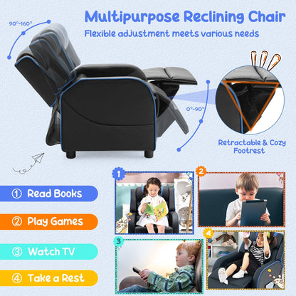 Fauteuil inclinable ergonomique en cuir pour enfants Gymax avec repose-pieds
