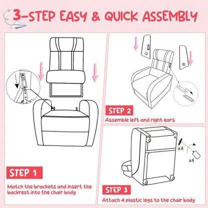 Fauteuil inclinable ergonomique en cuir pour enfants Gymax avec repose-pieds
