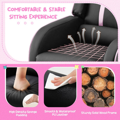 Fauteuil inclinable ergonomique en cuir pour enfants Gymax avec repose-pieds