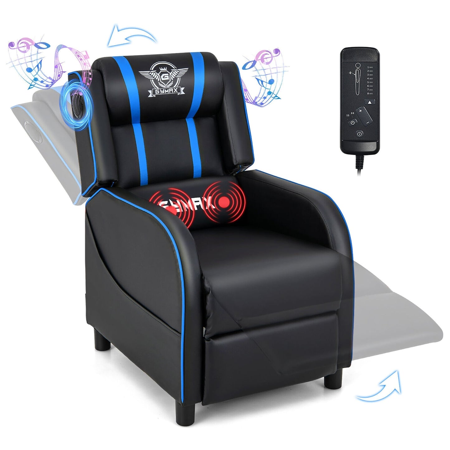 Fauteuil inclinable de massage et de jeu Gymax en cuir PU