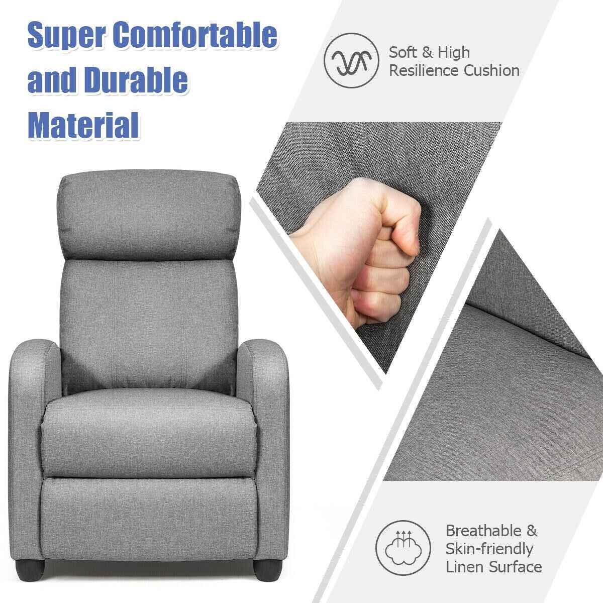 Fauteuil inclinable massant Gymax, canapé simple, siège rembourré avec repose-pieds
