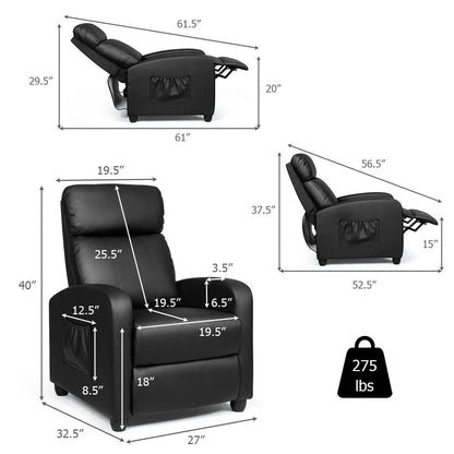 Fauteuil inclinable massant Gymax, canapé simple, siège rembourré avec repose-pieds