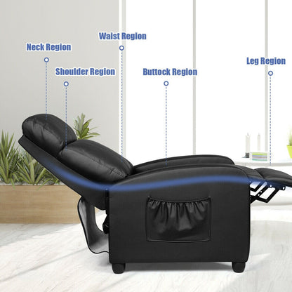 Fauteuil inclinable massant Gymax, canapé simple, siège rembourré avec repose-pieds