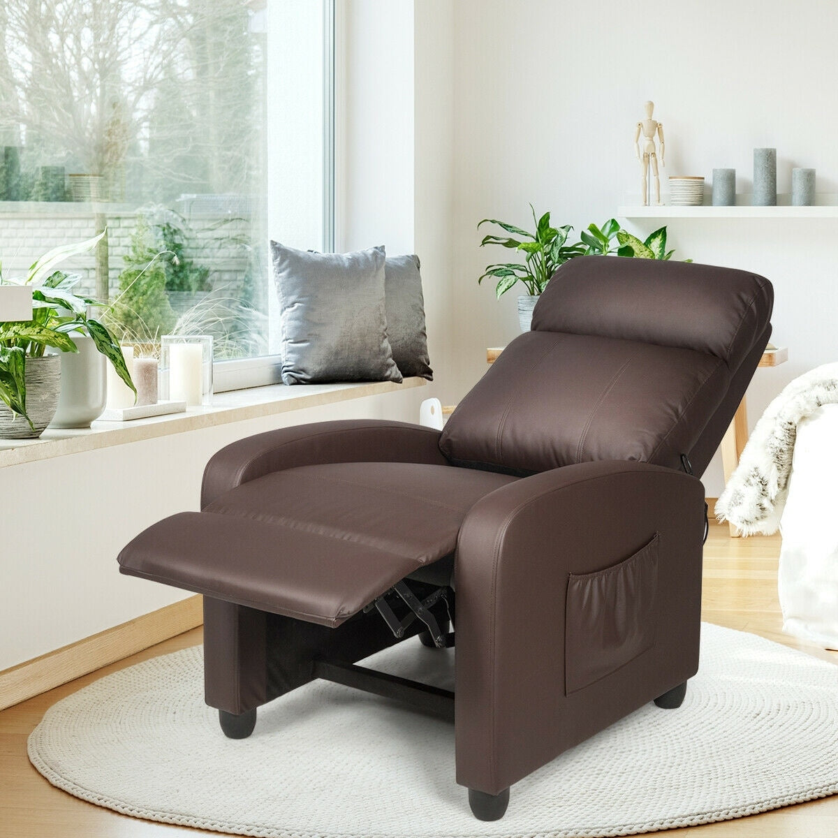 Fauteuil inclinable massant Gymax, canapé simple, siège rembourré avec repose-pieds