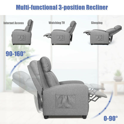 Fauteuil inclinable massant Gymax, canapé simple, siège rembourré avec repose-pieds