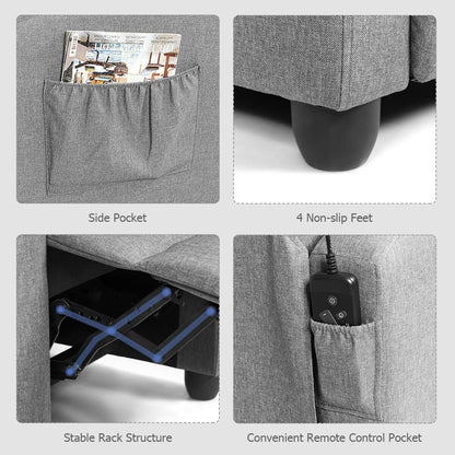 Fauteuil inclinable massant Gymax, canapé simple, siège rembourré avec repose-pieds