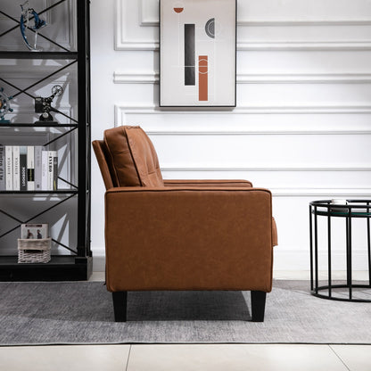 Canapé double HOMCOM 51 avec accoudoirs, 2 places, capitonné en similicuir et coussin rembourré en éponge à ressorts ensachés, marron