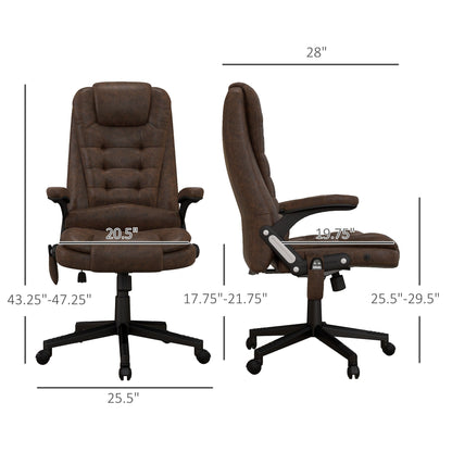 Fauteuil de bureau HOMCOM à massage vibrant 6 points avec chaleur, fauteuil de bureau exécutif à dossier haut en microfibre avec dossier inclinable