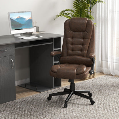 Fauteuil de bureau HOMCOM à massage vibrant 6 points avec chaleur, fauteuil de bureau exécutif à dossier haut en microfibre avec dossier inclinable