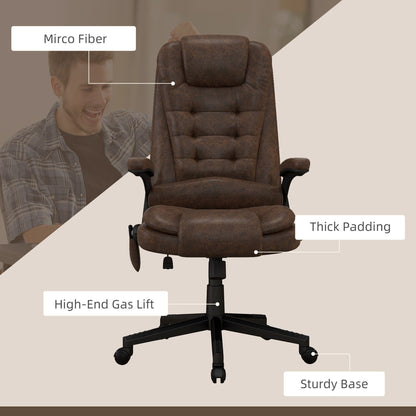 Fauteuil de bureau HOMCOM à massage vibrant 6 points avec chaleur, fauteuil de bureau exécutif à dossier haut en microfibre avec dossier inclinable