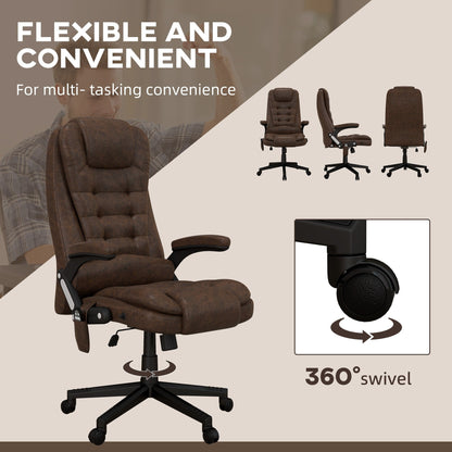 Fauteuil de bureau HOMCOM à massage vibrant 6 points avec chaleur, fauteuil de bureau exécutif à dossier haut en microfibre avec dossier inclinable