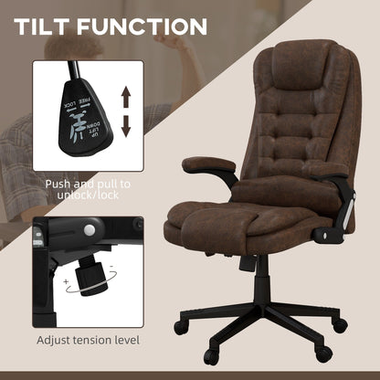 Fauteuil de bureau HOMCOM à massage vibrant 6 points avec chaleur, fauteuil de bureau exécutif à dossier haut en microfibre avec dossier inclinable