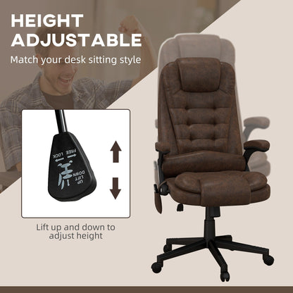 Fauteuil de bureau HOMCOM à massage vibrant 6 points avec chaleur, fauteuil de bureau exécutif à dossier haut en microfibre avec dossier inclinable