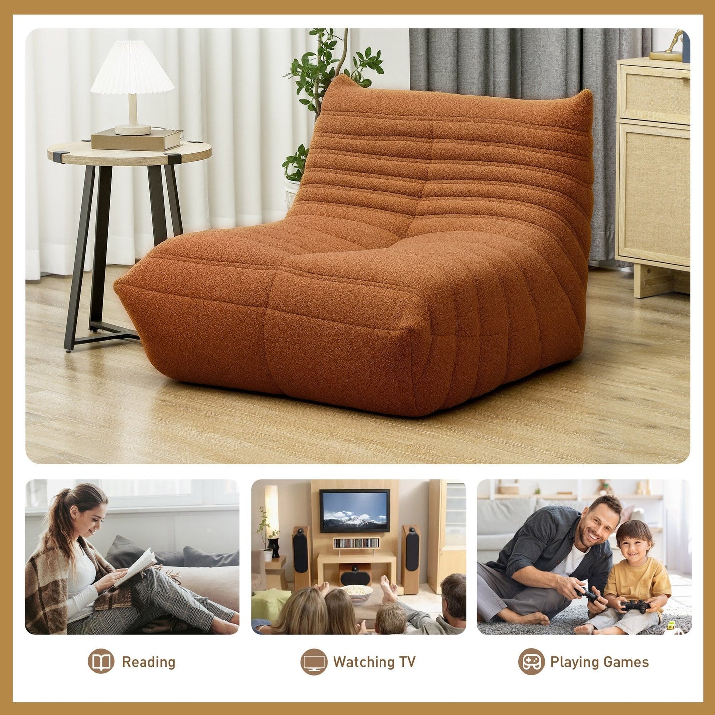 Pouf HOMCOM pour adultes, fauteuil géant au coin du feu, canapé paresseux, canapé pouf avec mousse haute densité confortable
