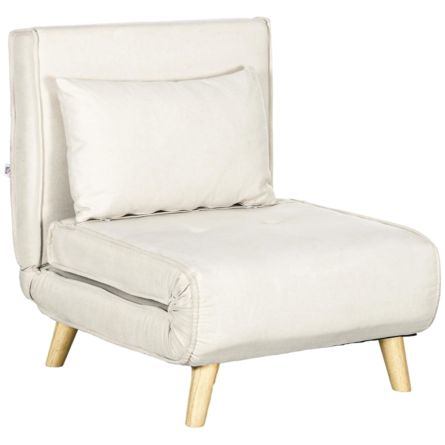 Fauteuil convertible HOMCOM, canapé-lit multifonctionnel 2 en 1, fauteuil-lit avec dossier réglable pour salon, beige