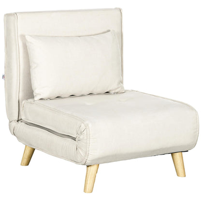 Fauteuil convertible HOMCOM, canapé-lit multifonctionnel 2 en 1, fauteuil-lit avec dossier réglable pour salon, beige