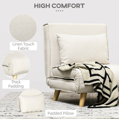 Fauteuil convertible HOMCOM, canapé-lit multifonctionnel 2 en 1, fauteuil-lit avec dossier réglable pour salon, beige